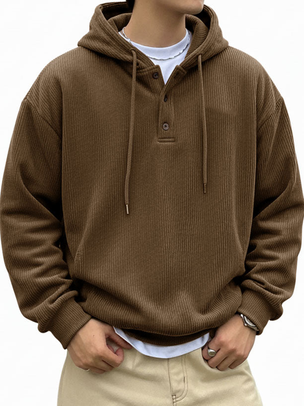 🎄 CLEARANCE SALE🔥Men's Fashionable Casual Ribbed Fabric Long-Sleeved Hooded Top