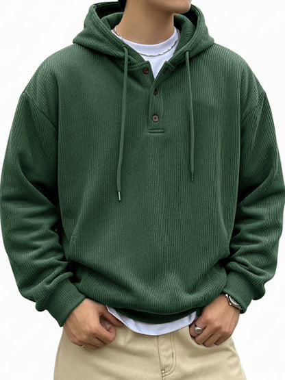 🎄 CLEARANCE SALE🔥Men's Fashionable Casual Ribbed Fabric Long-Sleeved Hooded Top