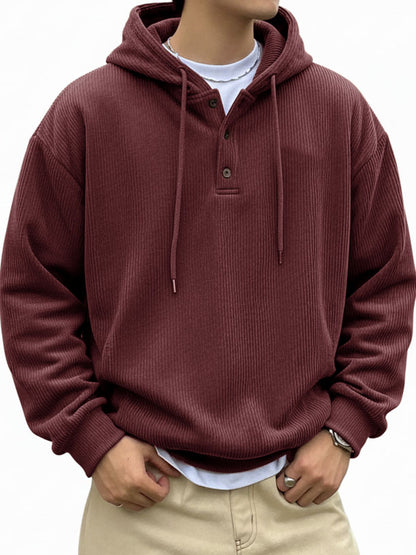 🎄 CLEARANCE SALE🔥Men's Fashionable Casual Ribbed Fabric Long-Sleeved Hooded Top