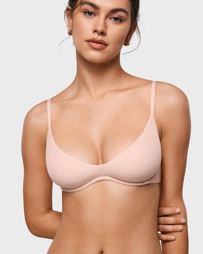 Women's Infeela Plus Plunge Bra - Unlined Underwire Sexy Demi Balconette Bras