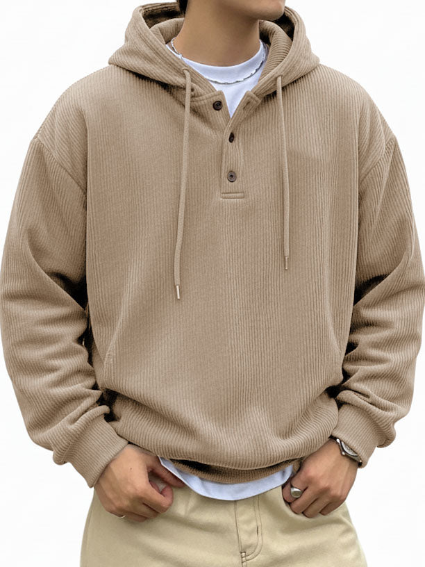 🎄 CLEARANCE SALE🔥Men's Fashionable Casual Ribbed Fabric Long-Sleeved Hooded Top