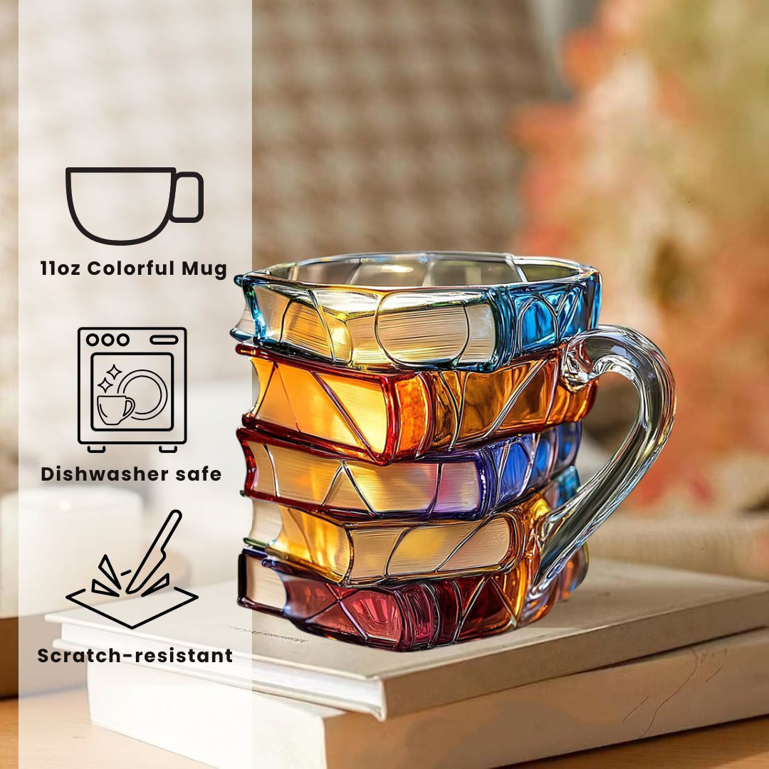 Ceramic Innovative 3D Painting Book Mug Unique Stacked