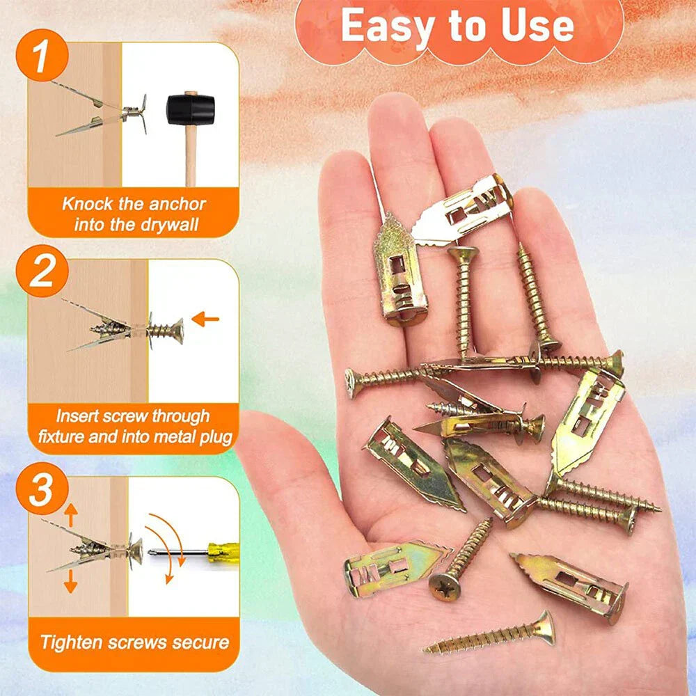 🔥LAST DAY SALE-80% OFF🔥-100PCS/200PCS Self-Drilling Drywall Anchors Kit No Drill Needed Easy Hang