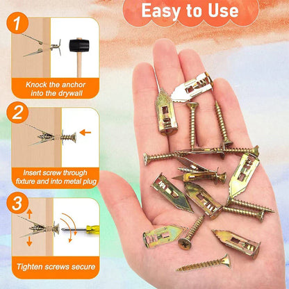 🔥LAST DAY SALE-80% OFF🔥-100PCS/200PCS Self-Drilling Drywall Anchors Kit No Drill Needed Easy Hang